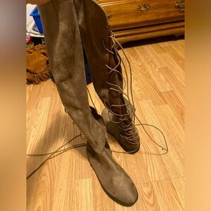 Sexy knee high lace up flat boots